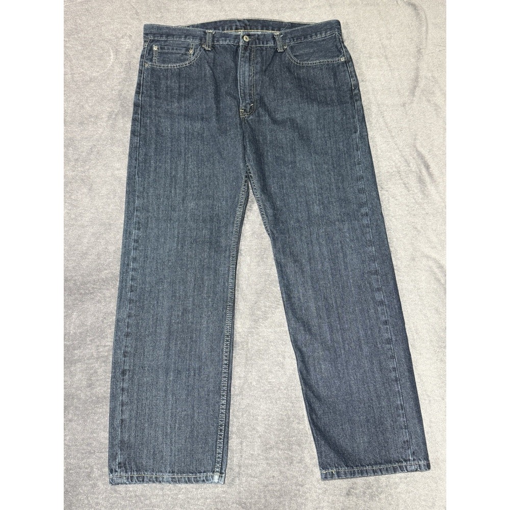 Levis Mens 505 Jeans Regular Fit Straight Leg Dark Blue Denim 40x32 Pants 8766